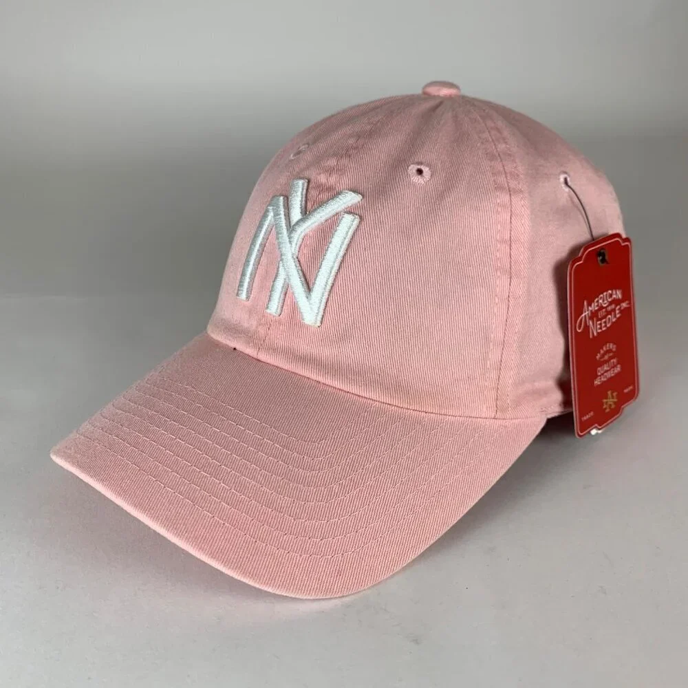New York Black Yankees Pink American Needle Relaxed Fit Strapback Hat New